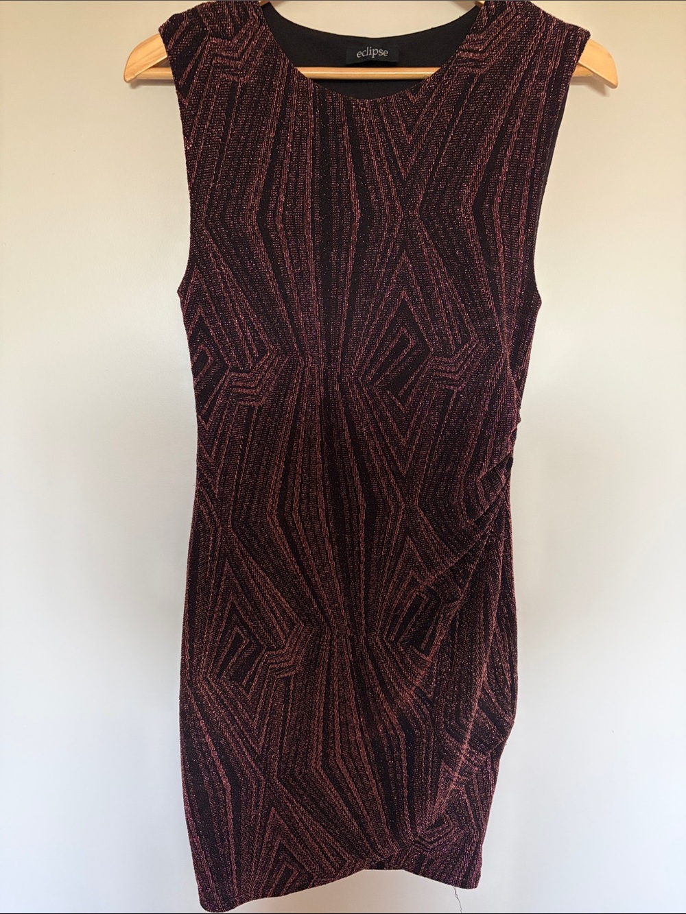 Eclipse Black and Metallic Pink Geometric Mini Dress